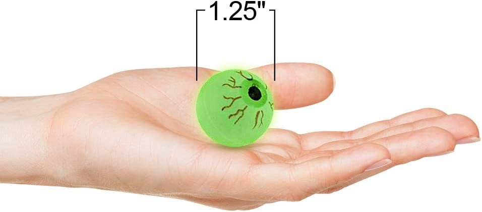 Glow in The Dark Eye Bouncing Balls - Bulk Pack of 12 – 1.25" High Bounce Bouncy Balls for Kids, Glowing Party Favors and Goodie Bag Fillers for Boys and Girls