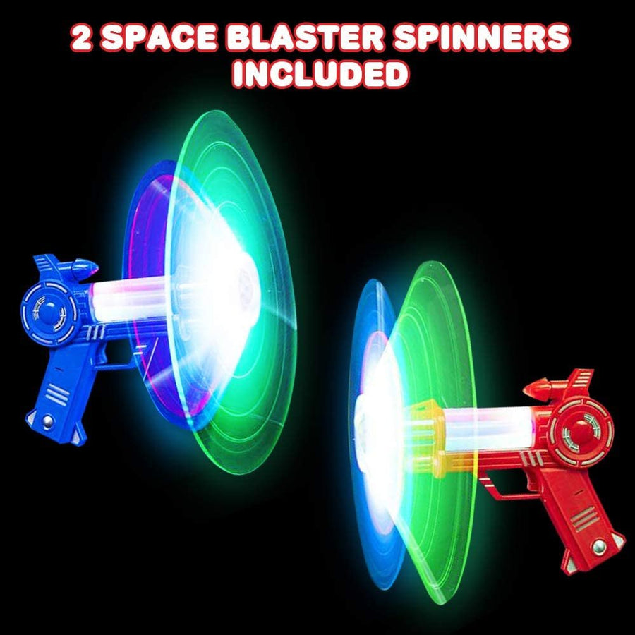 Space Blaster Spinners, Set of 2, Toy Guns for Kids with Spinning Action, LEDs, and Sound, Batteries Included, Fun Light Up Toys for Boys and Girls, Great Birthday