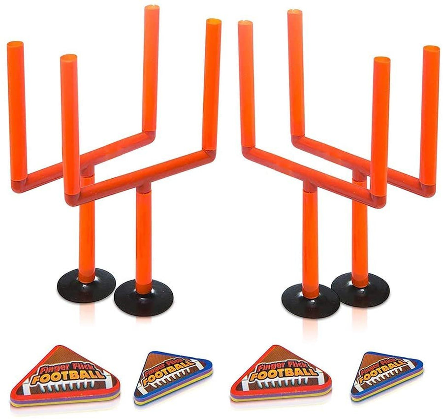 Flick Football Games, Set of 2, Mini Table Top Sports Games with Posts and Foam Footballs, Indoor Finger Games for Kids, Office Desk Toys, Sports Party Favors