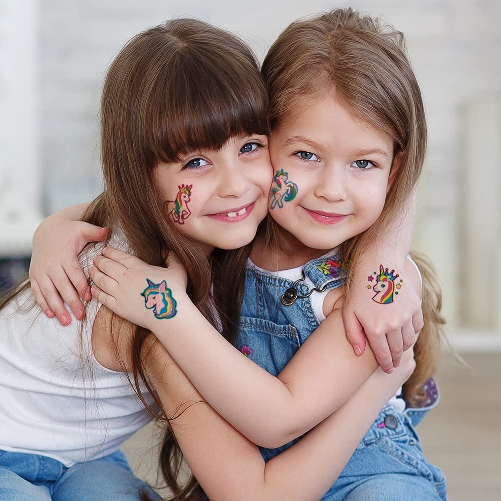 Unicorn Temporary Tattoos for Kids, Assorted Non-Toxic 2" Tats - Bulk Pack of 144