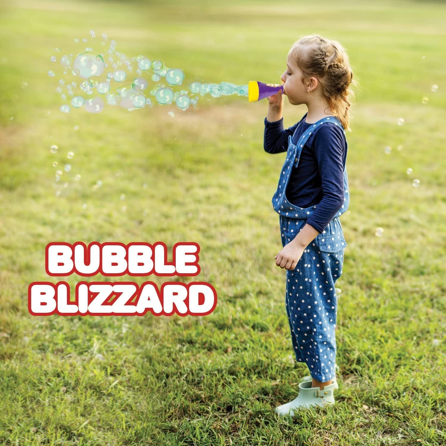 Mini Blizzard Bubble Blower Set by - Set of 4 Bubble Blasters with 4 Bottles of Bubble Mixture - Vibrant Assortment of Color - Non-Toxic Plastic - Fun Summer Toys for Boys and Girls