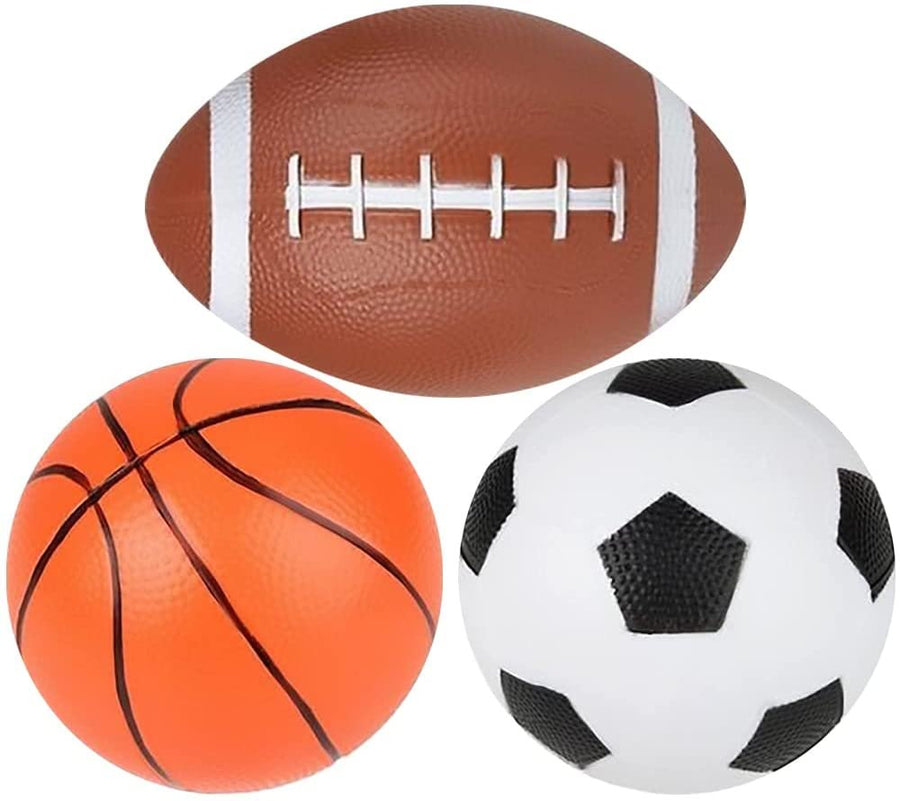 Sports Ball Set with 3 Balls, Includes Kids’ Basketball, Football, and Soccer Ball, Durable PVC Sports Balls for Kids, Great as Sports Party Decorations, Playground Balls, and Gifts