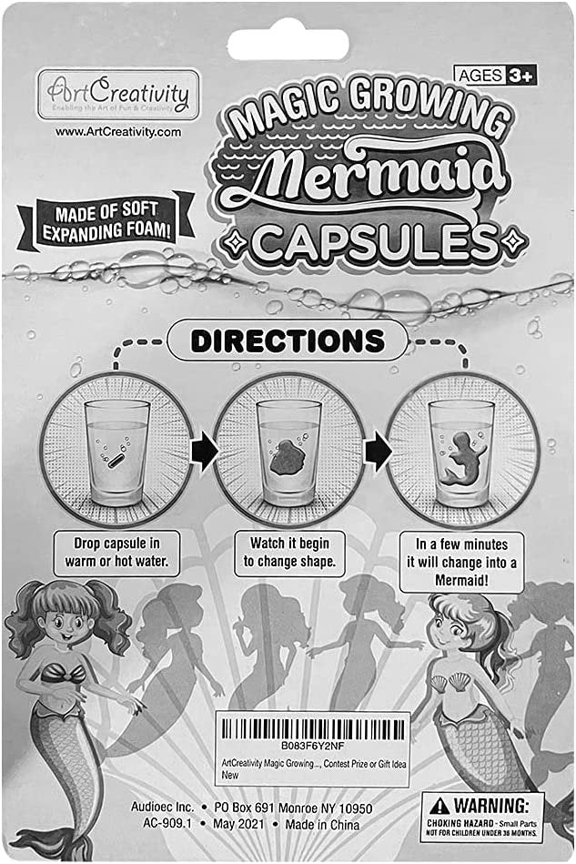 Magic Growing Mermaid Capsules, Grow in Water, 2 Packs with 12 Expanding Mermaid Capsules Each, Cute Color Variety, Kids’ Birthday Party Favors, Contest Prize or Gift Idea