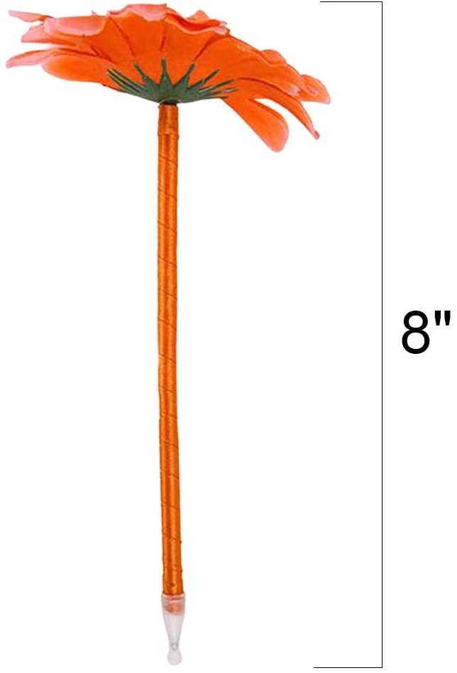 Daisy Flower Pens, Set of 12, Fun Writing Pens for Kids and Adults with Black Ink, Cool Back to School Stationery Supplies, Birthday Party Favors, Goody Bag Fillers, and Office Gifts