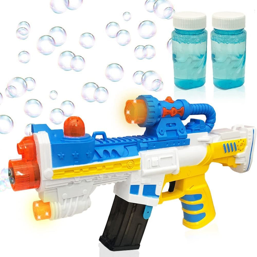 Mega Bubble Blaster with Flashing Lights and Sounds, Includes Light Up Bubble Gun and 2 Bubble Refill Bottles, Special Ops Bubble Machine Gun with Shoulder Strap, Great Gift for Ages 3+