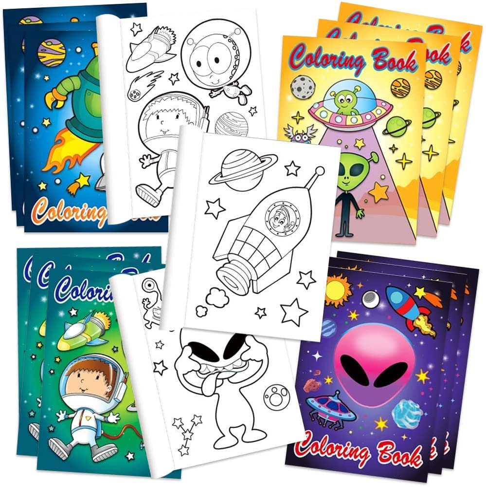 ArtCreativity Alien Coloring Books for Kids, Birthday Party Favors for Boys and Girls, Pack of 20, White