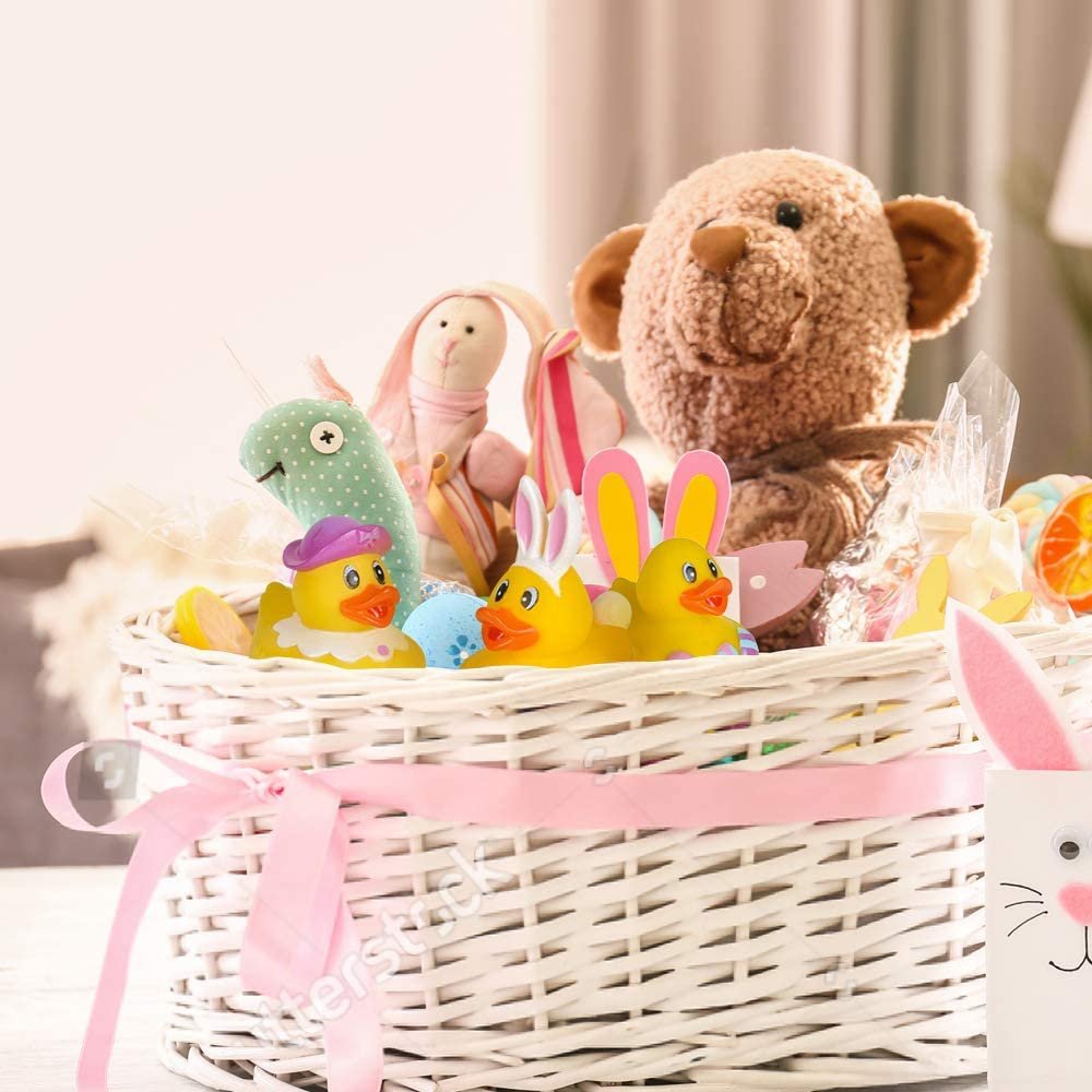 2.5" Assorted Easter Rubber Duckies for Kids, Pack of 12, Mini Duck Surprise Toys for Filling Easter Eggs, Easter Party Favors, Egg Hunt Supplies, Easter Themed Bath Tub Toys