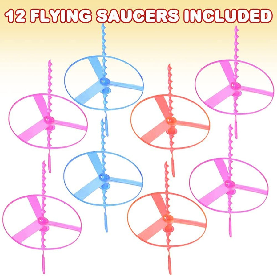 Flying Saucer Toys, Set of 12, Flying Toys for Kids in Vibrant Assorted Colors, Cool Toys for Boys and Girls, Space Party Favors for Galaxy Theme, Outdoor Toys for Kids