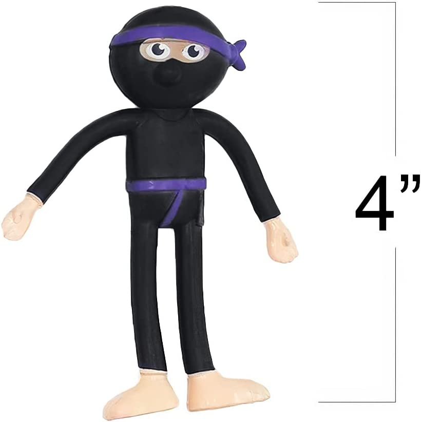 Bendable Ninja Figures, Set of 12, Bendable Ninja Toys for Kids, Ninja Party Favors for Boys and Girls, Stress Relief Fidget Toys for Kids, Goodie Bag Stuffers, and Pinata Fillers