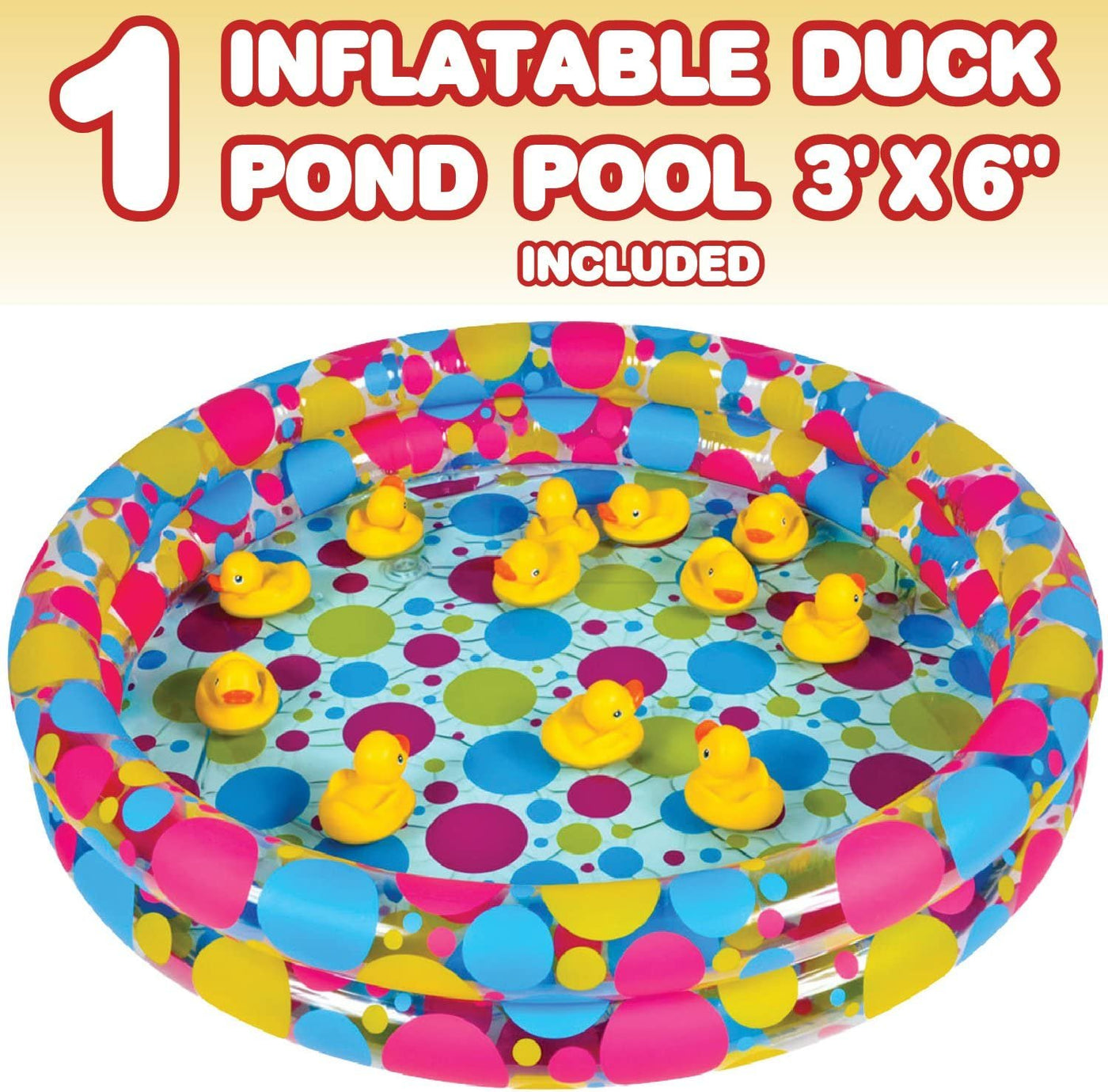 Pond Matching Game for Kids, 3’ Inflatable Pool & 20 Duckies