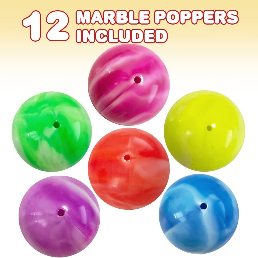 Marble Rubber Poppers for Kids, Pack of 12, Pop-Up Half Ball Toys with Marbled Designs, Old School Retro 90s Toys, Birthday Party Favors and Treat Bag Fillers, Fun Assorted Colors
