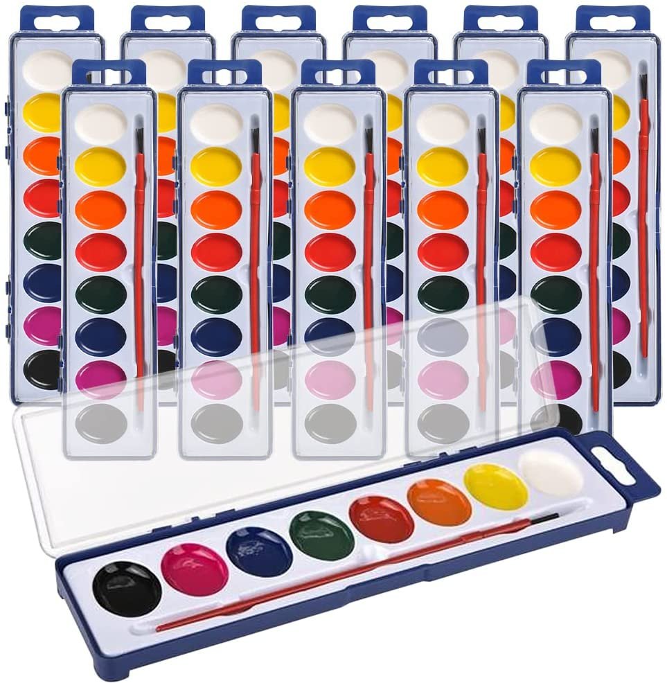 Watercolor Paint Set for Kids, Set of 12, 8-Colors Painting Kit with B ·  Art Creativity