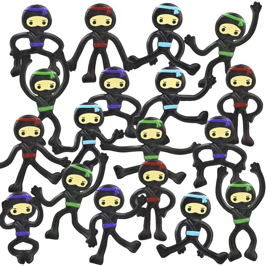 Mini Bendable Ninjas, Set of 48, Ninja Toys for Boys and Girls in 4 Assorted Colors, Great as Ninja Party Favors, Ninja Gifts for Kids, and Stress Relief Toys for Boys and Girls