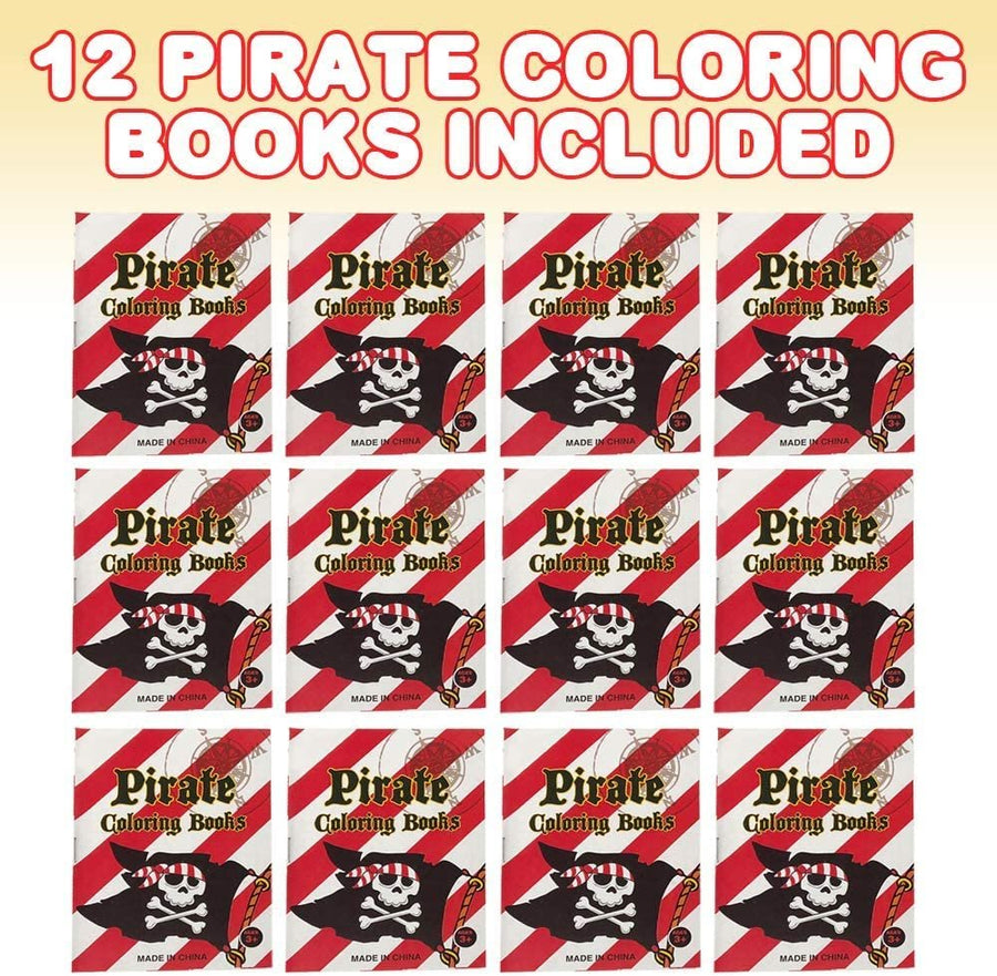 Pirate Coloring Books - Pack of 12-8 Paged Mini Color Booklets, Fun Pirate Goodie Bag Fillers, Birthday Party Favors and Activities for Boys and Girls