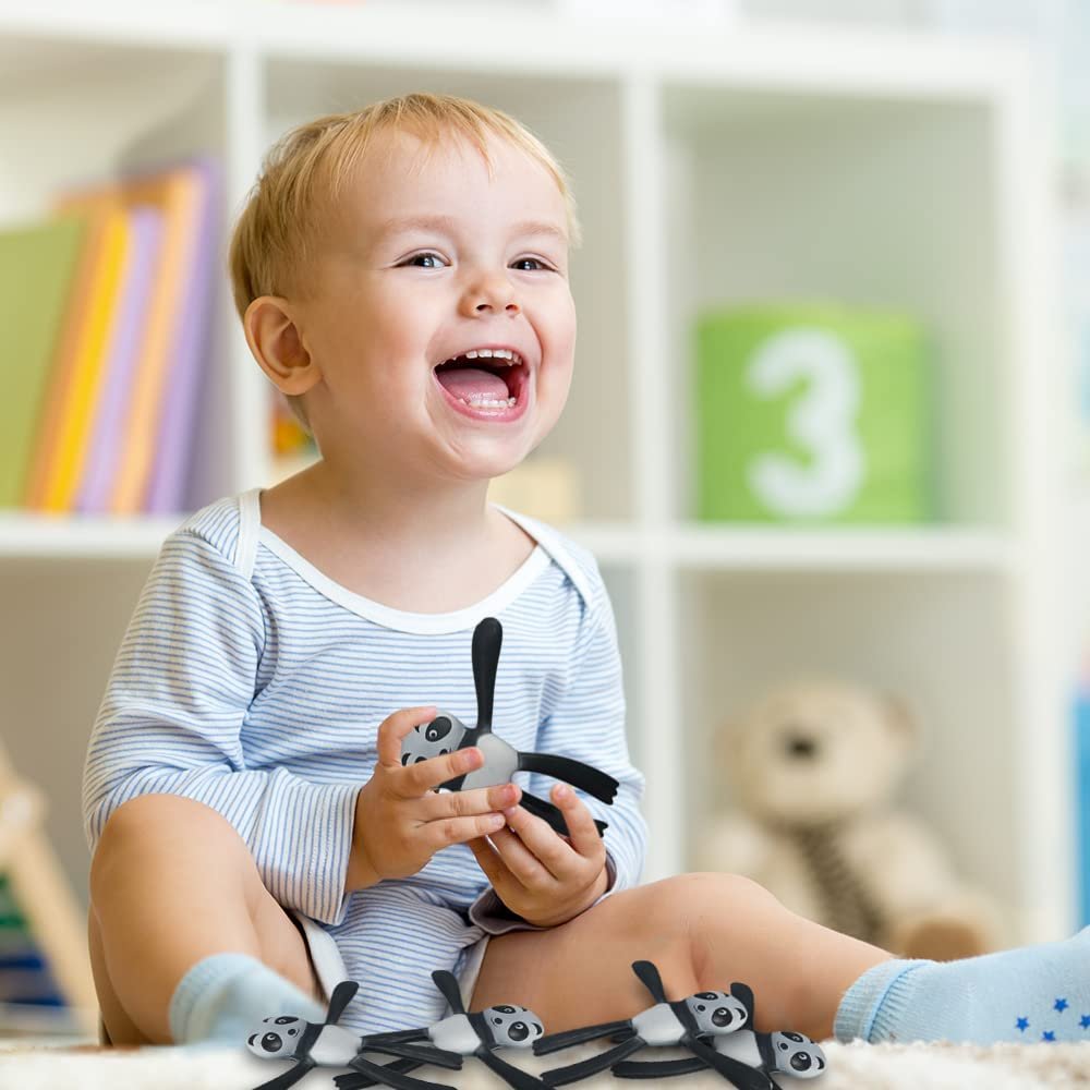 Bendable Panda Toys, Set of 6, Flexible Figures, Stress Relief Fidget Toys for Kids, Fun Birthday Party Favors, Goodie Bag Fillers for Boys and Girls