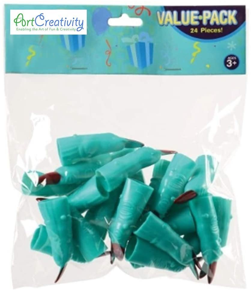 Spooky Witch Fingers, Set of 48, Fake Fingers for Monster, Alien, or Zombie Halloween Costume, Fun Guided Reading Pointers for Kids, Non-Candy Halloween Treats and Goodie Bag Fillers