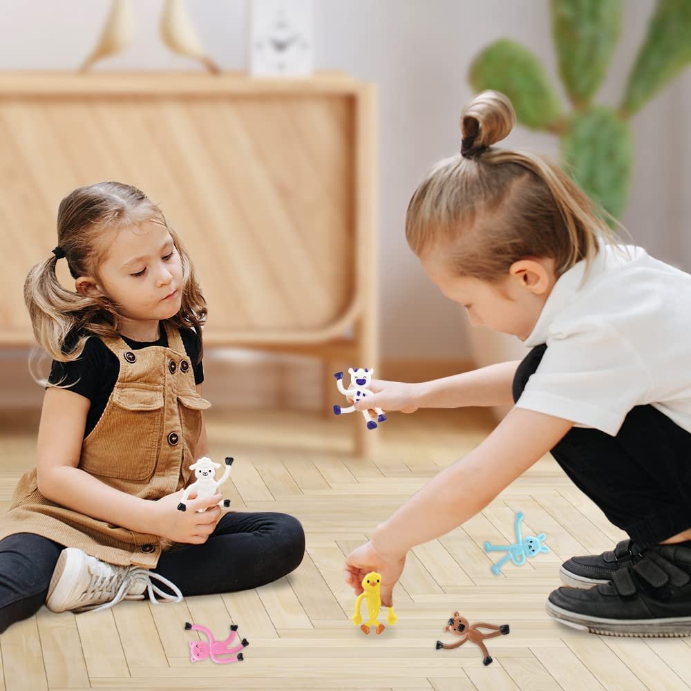 Mini Bendable Farm Animal Toys, Set of 48, Barnyard Animal Toys for Kids in 6 Designs, Portable Stress Relief Toys for Kids, Barn Birthday Party Favors for Kids and Pinata Stuffers
