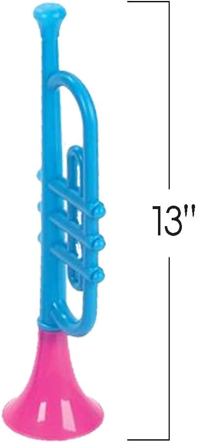 13" Plastic Trumpets, Set of 6, Music Toys for Kids and Toddlers, Fun Musical Instruments Noise Makers for Parties and Events, Cool Birthday Party Favors for Boys, Girls, Adults