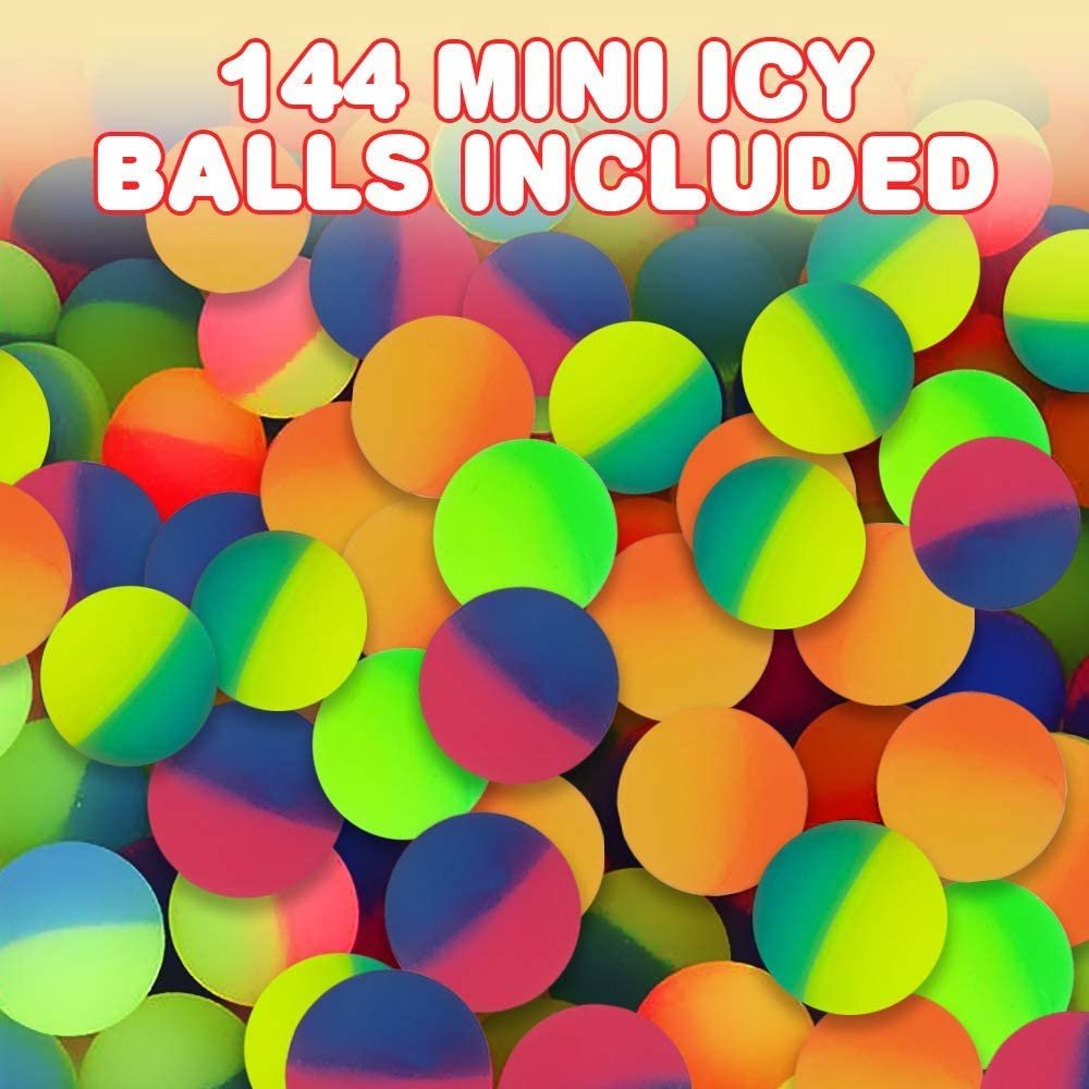 1" ICY Bouncy Balls for Kids, Bouncing Balls with Frosty Look & Extra-High Bounce - Bulk Set of 144