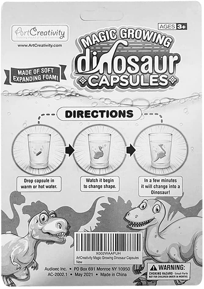 Magic Growing Dinosaur Capsules, 2 Packs with 12 Expanding Dino Capsules Each, Grow in Water, Cute Color and Design Variety, Kids’ Birthday Party Favors, Contest Prize or Gift Idea