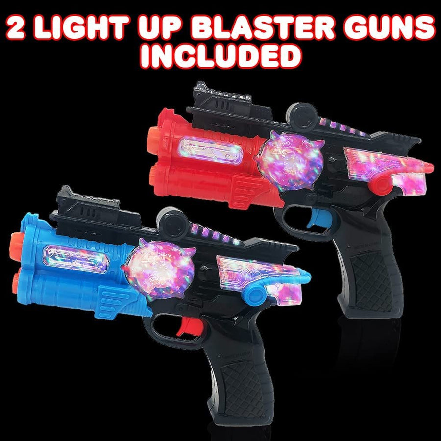 Light Up Toy Guns for Kids, Set of 2, Red and Blue Space Blasters with Flashing LEDs and Sound Effects, Cool Futuristic Toy Guns for Boys and Girls, Batteries Included