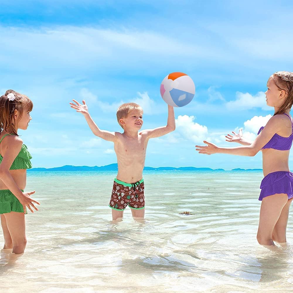 Beach Balls for Kids, Pack of 12, Inflatable Summer Toys for Boys and Girls, Decorations for Hawaiian, Beach, and Pool Party, Beach Ball Party Favors