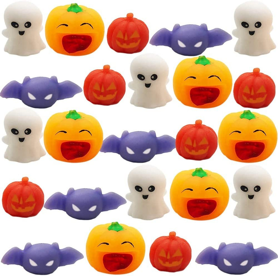 Super Squishy Halloween Toys for Kids, Set of 24, Mini Stress Relief Suction Cup Toys, Great as Halloween Goodie Bag Fillers, Trick or Treat Supplies, Sticky Fidget Toys