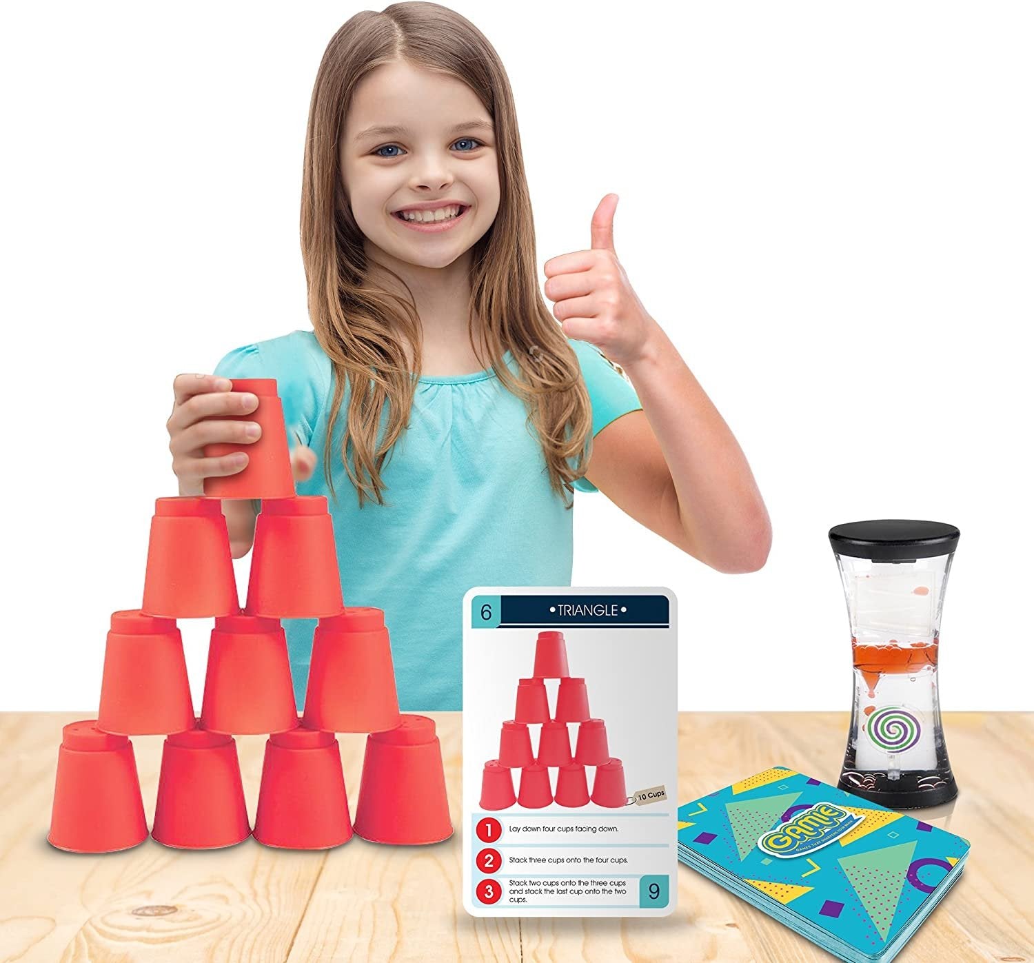 Stacking Cups Game with 18 Challenges & Water Timer, 24 Stacking Cups
