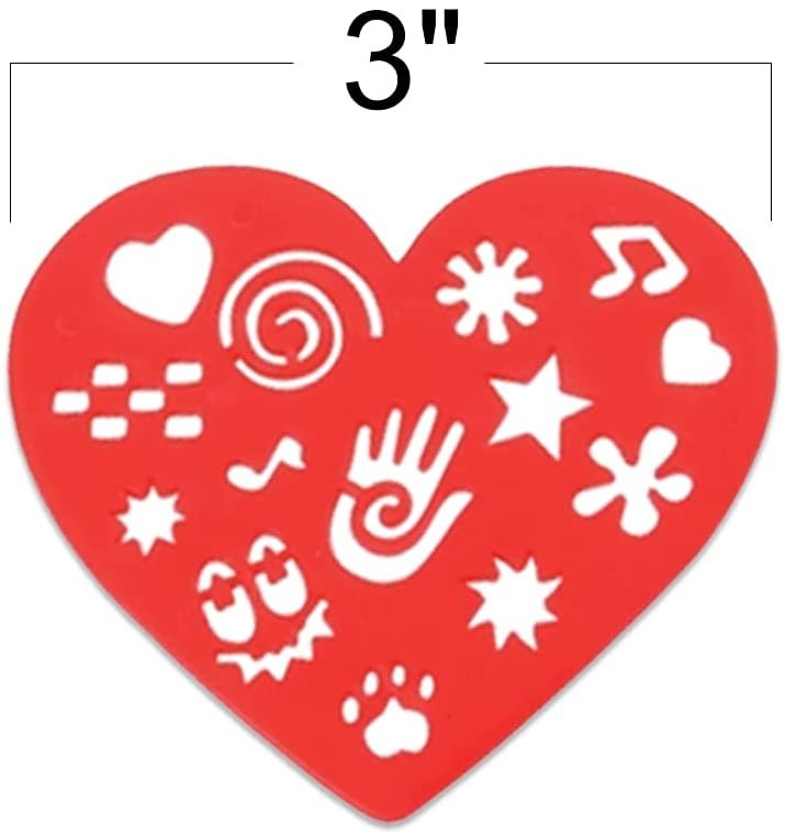 Heart Stencils Set for Kids, Set of 12, Colorful Drawing Template Kit, Fun Arts and Crafts Supplies, Gift Idea for Boys and Girls, Learning Tool for Children