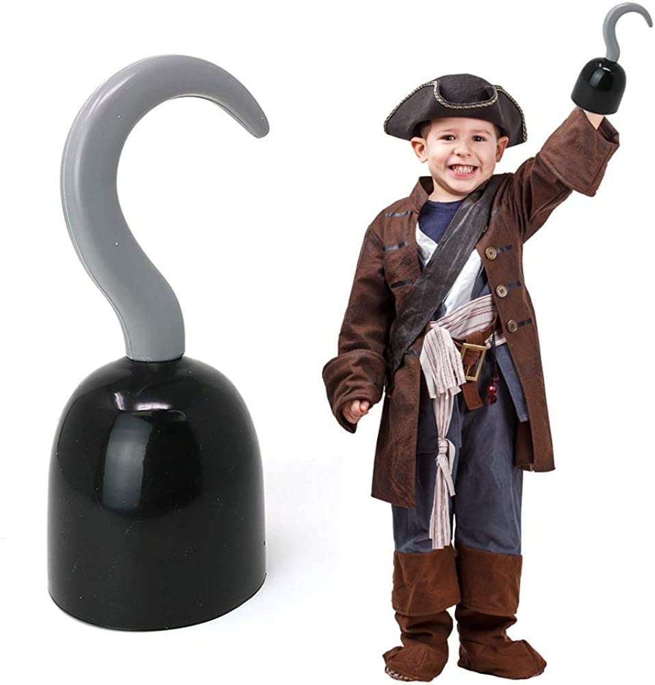 Pirate Hook - Pirate Costume Hook Prop, 8.5 Hook Hand for Captain Costume,  Pirate Accessories for Kids, Adults, Men, Women, Peter Pan and Pirates of