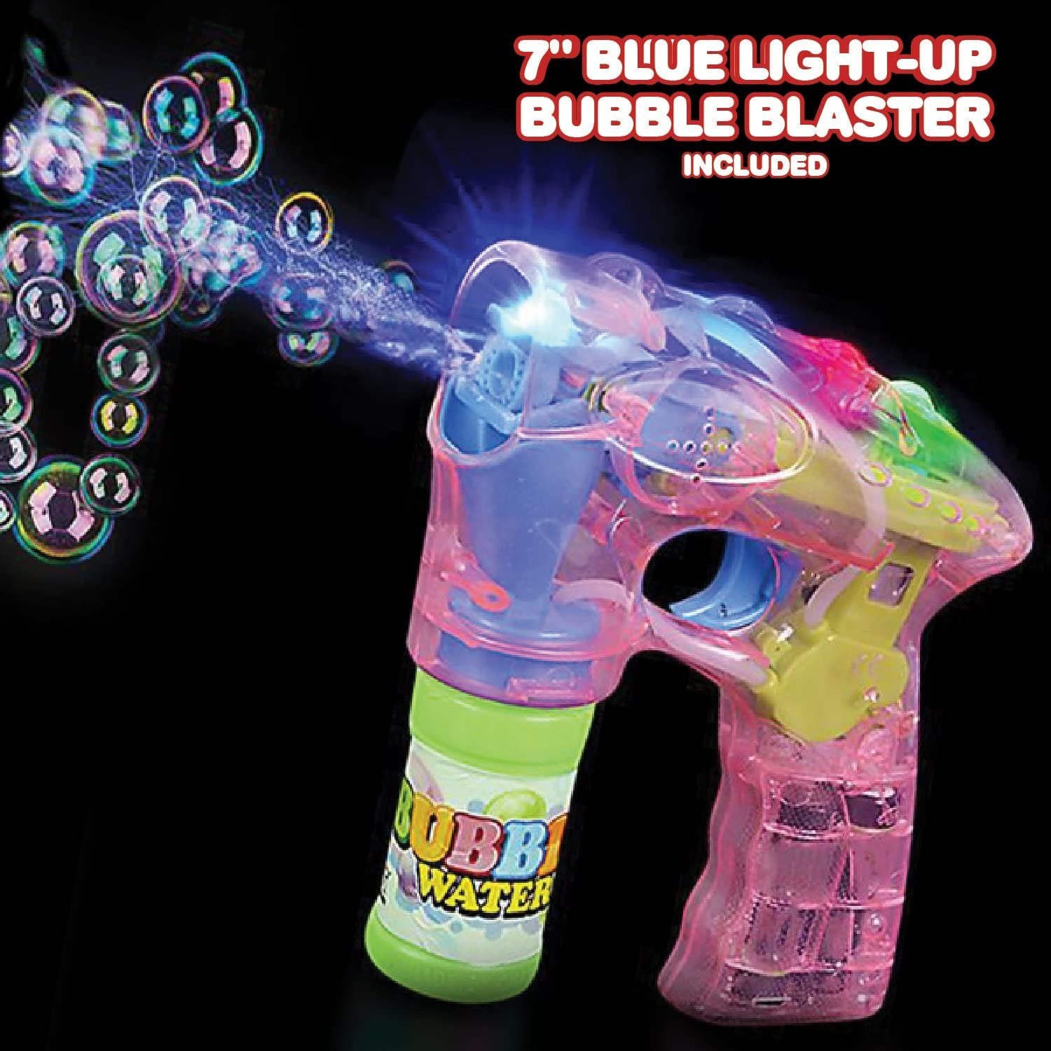 3 LED Light Up Bubble Guns, with Sound, Includes 6 Bottles of Bubble Solution Refill, Bubble Blower for Bubble Blaster Party Favors, Summer Toy, Outdoors Activity, Easter, Birthday Gift