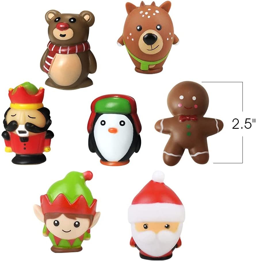 Assorted Christmas Rubber Characters for Kids, Pack of 12, Variety of Christmas Figures, Holiday Stocking Stuffers, Goodie Bag Fillers, Party Favors, Christmas Themed Bathtub Toys