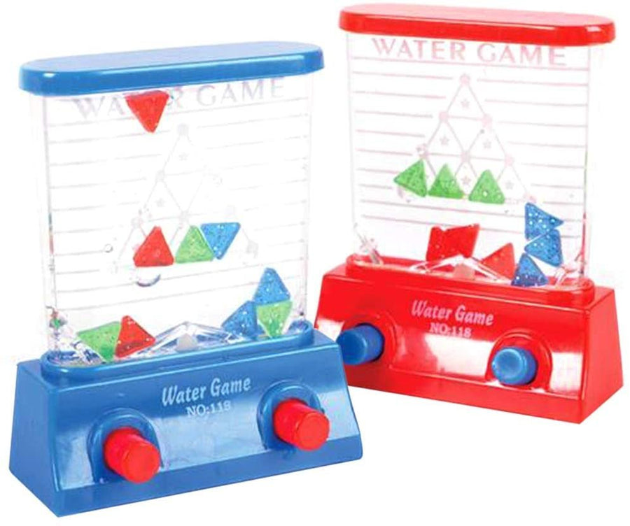 Triangle Water Games, Set of 4, Red and Blue, Handheld Water Game for Kids, Goody Bag Fillers, Birthday Party Favors for Children, Road Trip Travel Toys for Boys and Girls