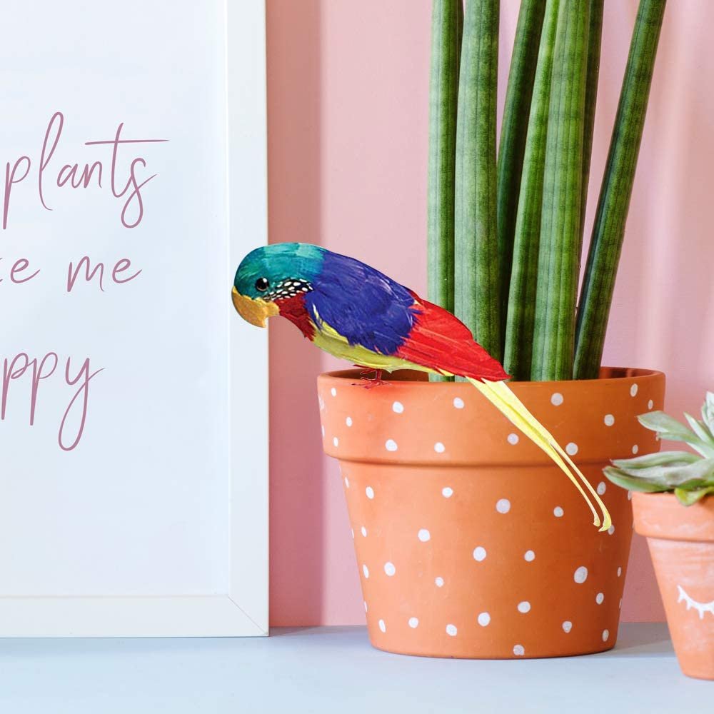 11" Parrot, Realistic Parrot Party Decoration with Lifelike Feathers, Artificial Parrot Bird for Tropical Party and Home Décor, Feathered Parrot on Shoulder Prop for Pirate Costume
