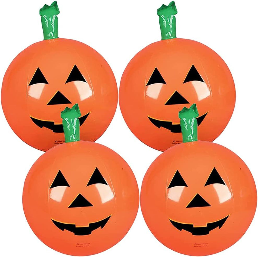 Pumpkin Inflates, Set of 4, 14" Blow-Up Jack-O-Lanterns, Inflatable Halloween Pumpkins Decorations, Halloween Party Supplies, JackoLantern Inflate, for Indoor and Outdoor Use