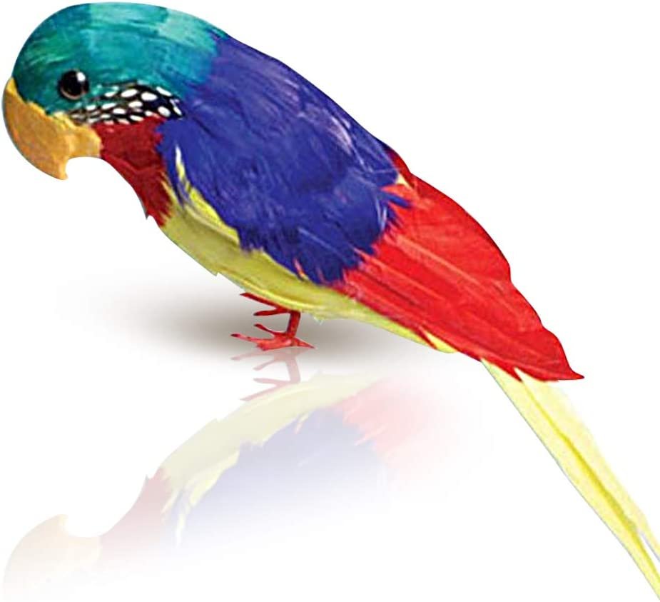 11" Parrot, Realistic Parrot Party Decoration with Lifelike Feathers, Artificial Parrot Bird for Tropical Party and Home Décor, Feathered Parrot on Shoulder Prop for Pirate Costume