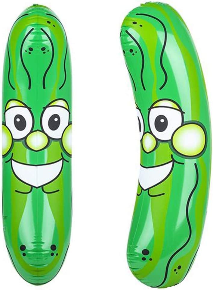 36" Pickle Inflates, Set of 2, Inflatable Food Toys with a Cute Smile, Fun Birthday Party Decorations Supplies, Durable Water Pool Toys for Kids, Fun Pickle Party Favors
