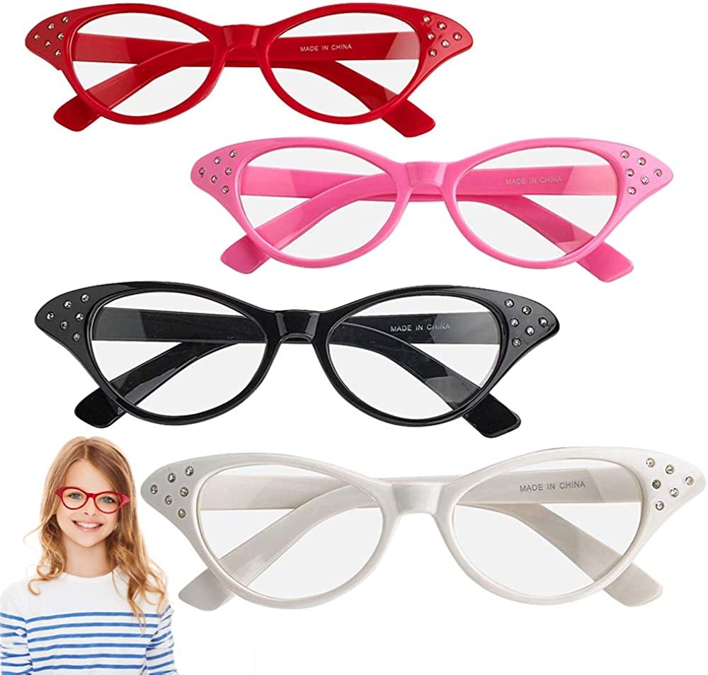 Retro Cat Eye Glasses with Rhinestones Pack of Vintage Cat