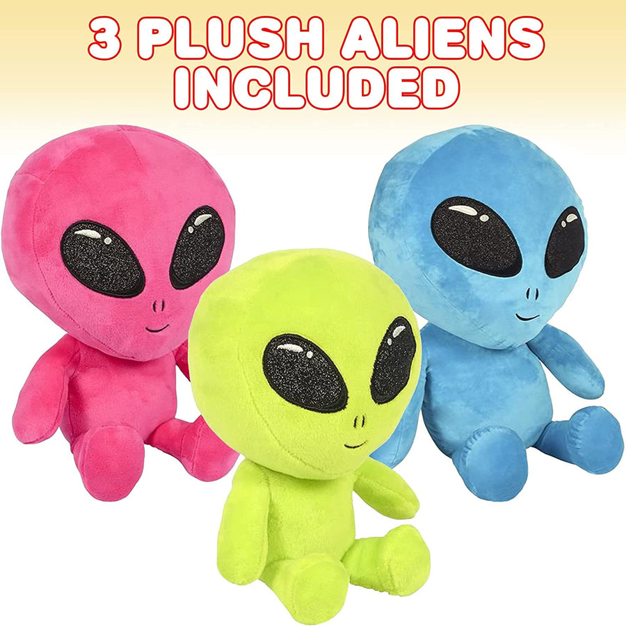 Plush Alien Stuffed Toys for Kids, Set of 3, Super Soft Stuffed Space Toys in Vibrant Colors, Galaxy Party Decorations, Outer Space Party Favors, Huggable Space Alien Gifts for Kids