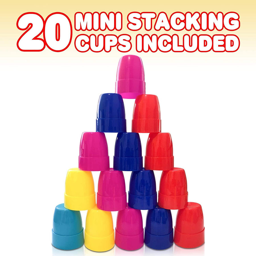 Gamie Stacking Cups Game - with 54 Challenges, 20 Stacking Cups, Bell and Instruction Sheet - Educational Color and Shape Matching Game - Classic Quick Stacks Set for Boys, Girls, Teens, Adults