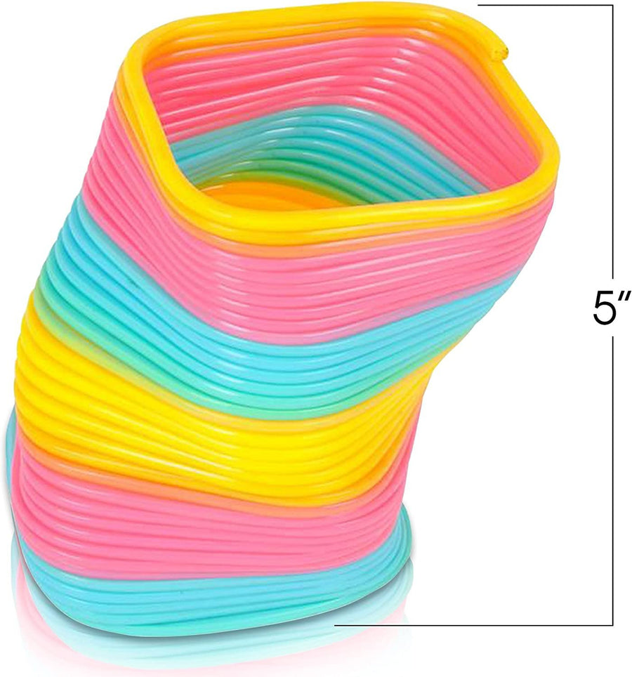 Jumbo Square Coil Spring Toy for Kids, 4.75" Plastic Coil, Giant Coil Spring Toy, Relieves Stress and Anxiety Fidget Toy, Unique Kids & Adults Valentines Stocking Stuffer Gift Idea, Novelty Gift