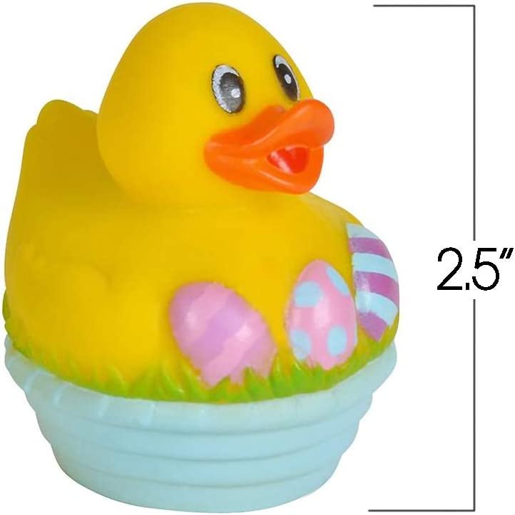 2.5" Assorted Easter Rubber Duckies for Kids, Pack of 12, Mini Duck Surprise Toys for Filling Easter Eggs, Easter Party Favors, Egg Hunt Supplies, Easter Themed Bath Tub Toys