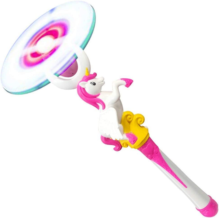 Light Up Unicorn Spinning Wand, Cute Princess Spin Wand with Batteries Included, Fun Pretend Play Prop, Best Birthday Gift, Party Favor for Boys and Girls