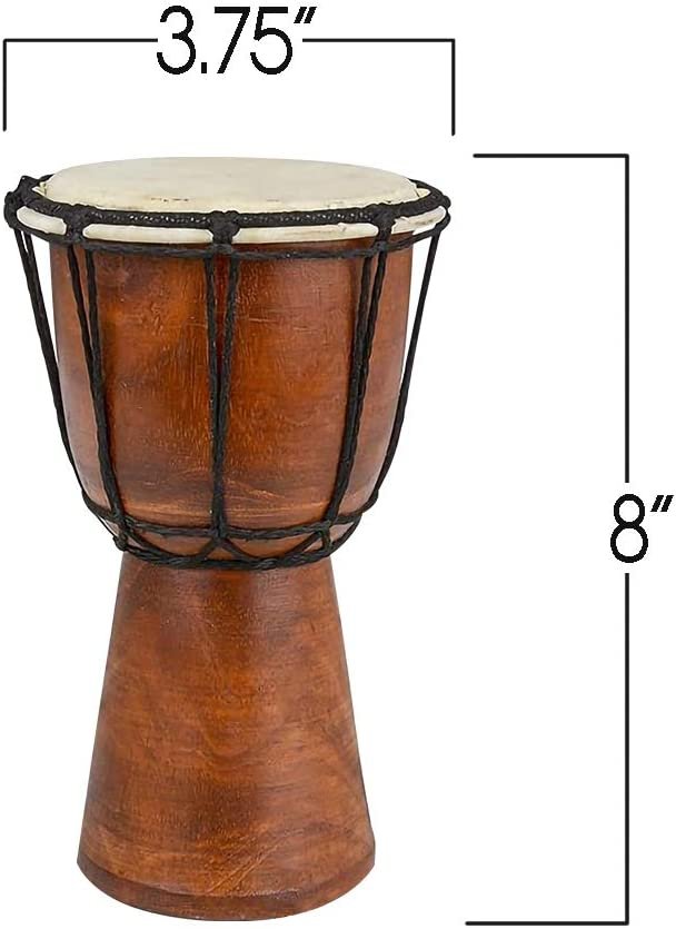 8" Mini Wooden Toy Drum - Rustic Brown Wood and Authentic Design - Fun Musical Instrument for Children - Gift Idea, Party Supplies, Birthday Party Favor for Boys, Girls, Toddler