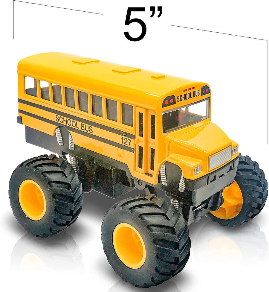 5" Monster School Bus, Super Monster Bus with Pullback Mechanism, Diecast Monster Truck Bus for Kids, Big Wheels Monster Truck Toys, Play Vehicle Gifts for Boys