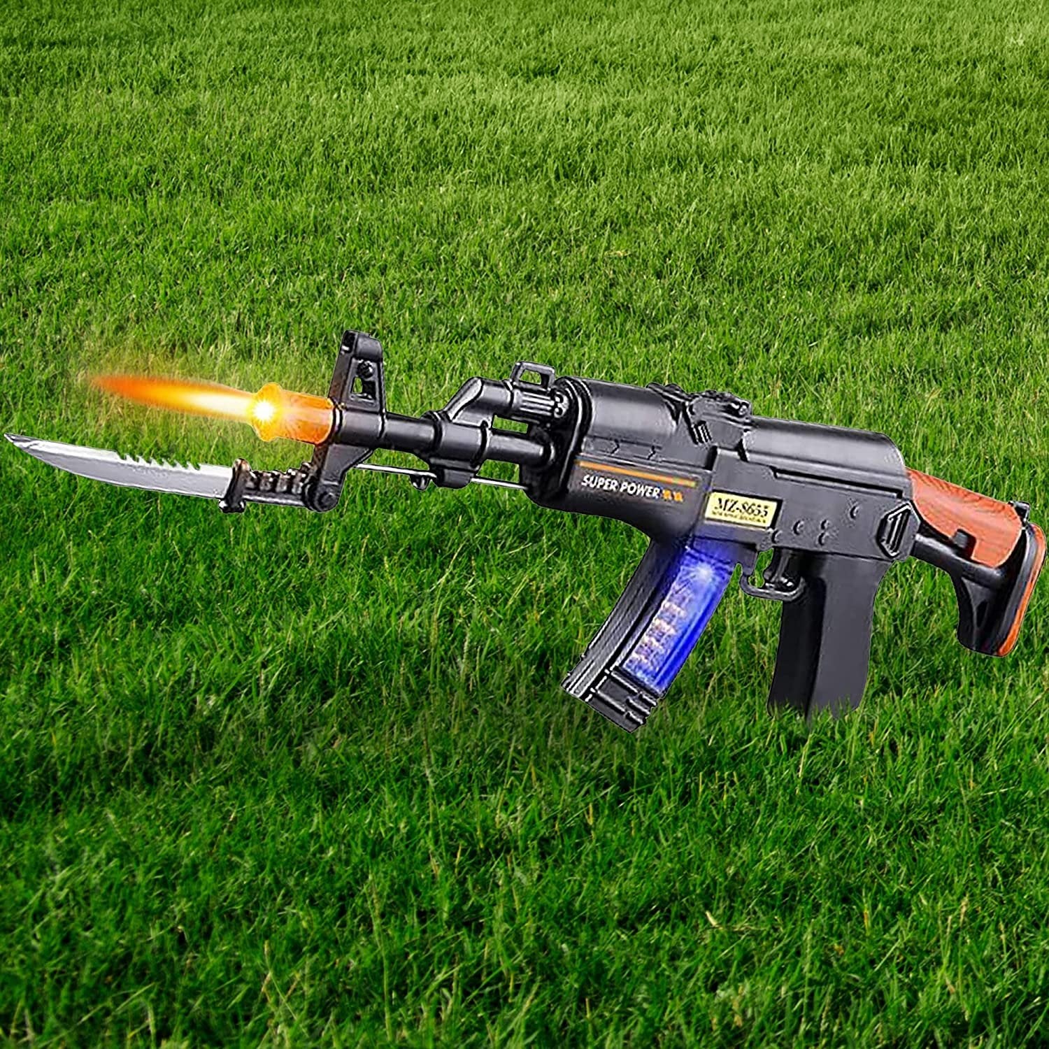 Light Up Toy Machine Gun with Folding Bayonet by ArtCreativity, Cool LED, Sound and Vibration Effect, 16" Pretend Play Military Submachine Pistol, Great Gift for Boys and Girls