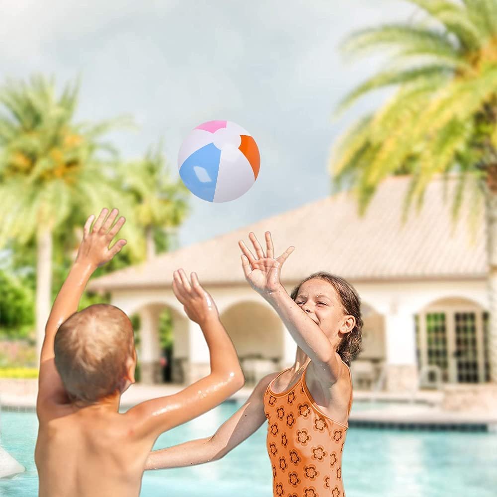 Beach Balls for Kids, Pack of 12, Inflatable Summer Toys for Boys and Girls, Decorations for Hawaiian, Beach, and Pool Party, Beach Ball Party Favors