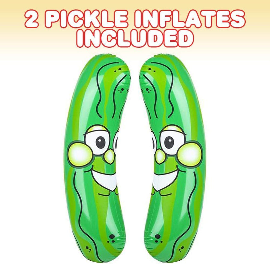 36" Pickle Inflates, Set of 2, Inflatable Food Toys with a Cute Smile, Fun Birthday Party Decorations Supplies, Durable Water Pool Toys for Kids, Fun Pickle Party Favors