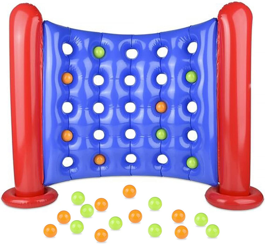 Giant Inflatable 4 in a Row Game - Inflatable Game Board with 24 Balls - Fun Party Activity for Kids and Outdoors - Gamer Birthday Decorations for Boys and Girls