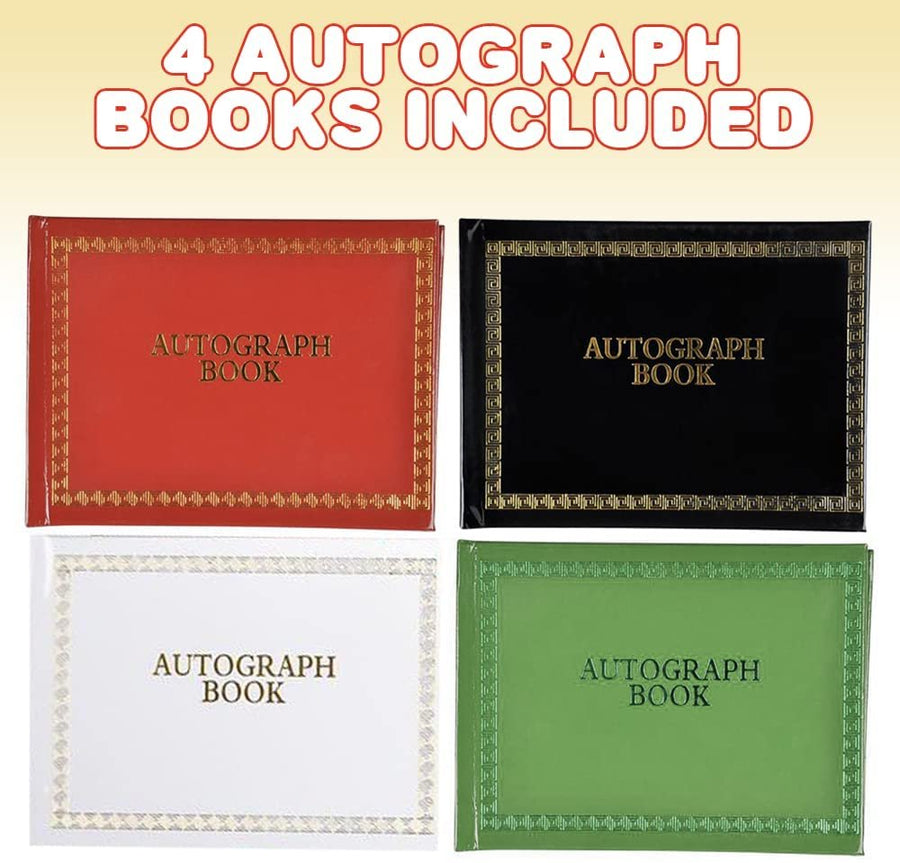 Autograph Books for Kids, Set of 4, Autograph Booklets with Unruled Colored Pages, Birthday Party Favors and Stationery Prizes for Kids, Collect Signatures and Memories in Style